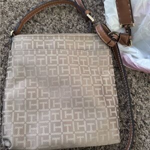 Tommy Hilfiger Beige and Brown Crossbody Bag